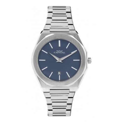 La passione per il tempo - - OROLOGIO CAPITAL Uomo Elegante Acciaio Piatto  CASSA 41MM Quarzo IDEA REGALO NEW