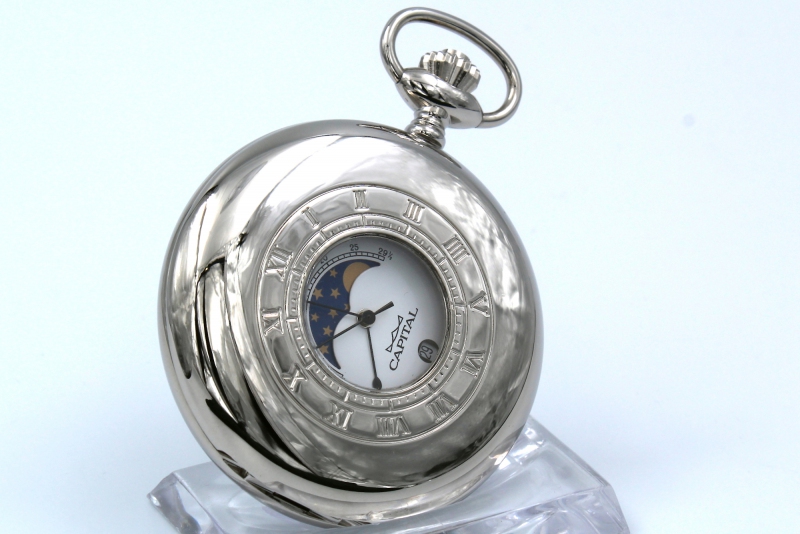La passione per il tempo - - Orologio CAPITAL Fasi Lunari Cassa Oblò Quarzo  Quadrante Bianco Idea Regalo New